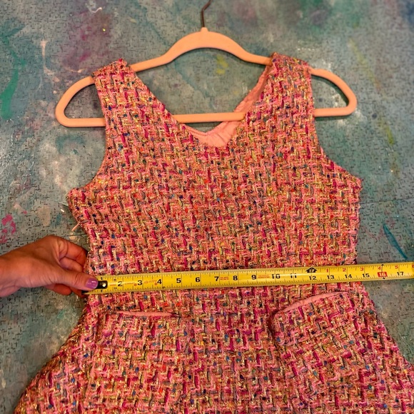 Pink Metallic Tweed Dress - Picture 9 of 10